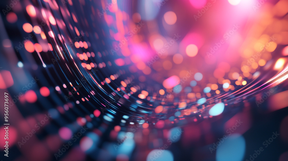 Aufkleber colorful abstract illustration of swirling lights and patterns in a dynamic digital environment