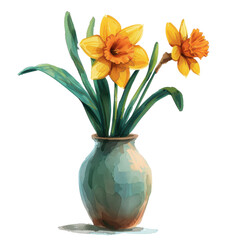 A vibrant arrangement of yellow daffodils in a decorative vase, perfect for adding a touch of spring beauty to any setting.