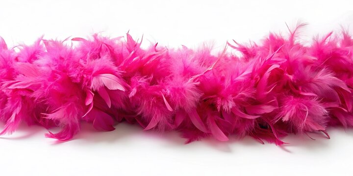 Vibrant pink feather boa on a white background
