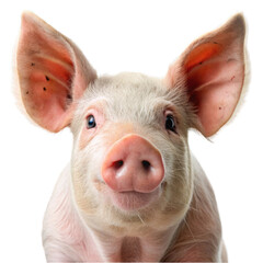 Domestic pig portrait isolated on transparent background