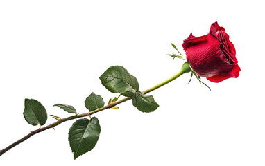 Red rose flower with clipping path side view on white background,png