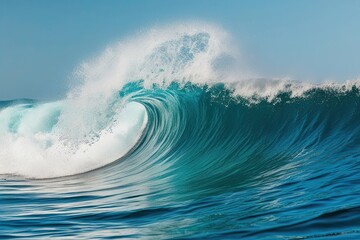 Vibrant Turquoise Ocean Wave Splash in Motion