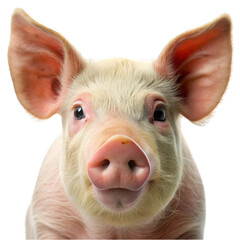 Domestic pig portrait isolated on transparent background