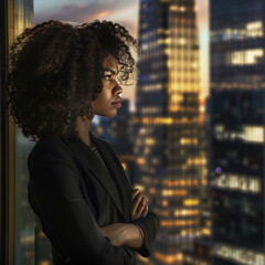 Woman Looking Out Window.