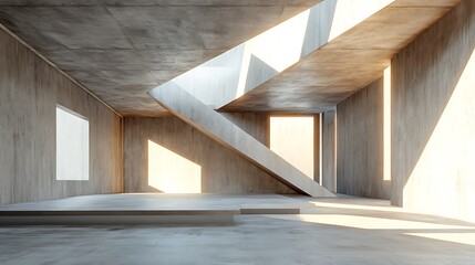 Minimalist Concrete Architecture with Sunlight