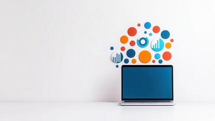 Open laptop displaying a digital business plan, modern approach to strategic planning