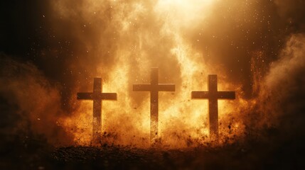 3 Burning Crosses