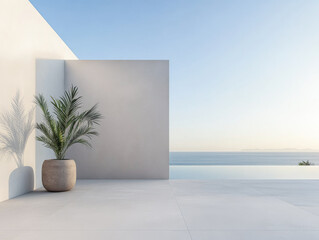 Mediterranean minimalist modern villa in neutral colors with minimal decor