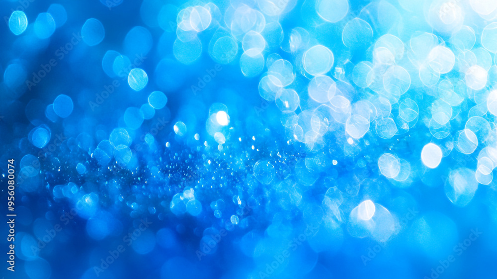 Poster vibrant blue bokeh effect illuminated by soft light in a tranquil setting during the day