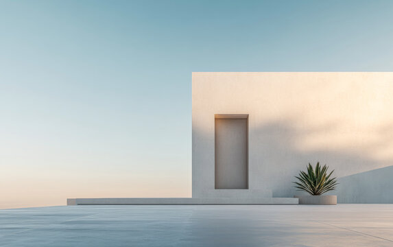 Mediterranean minimalist modern villa in neutral colors with minimal decor