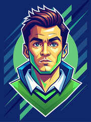 Stylized Portrait of a Young Man with a Serious Expression