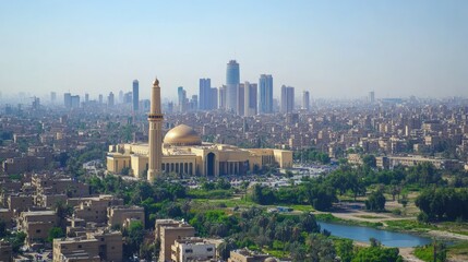 The modern skyline of Baghdad with the Al-Shaheed Monument in the foreground - © Theeranan