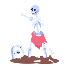 Scary illustration of grave in flat style 