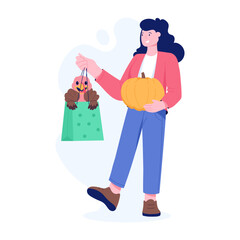A flat style illustration of thanksgiving shopping 
