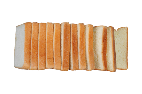 Sliced white bread isolated transparent