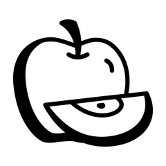 Fresh apple icon in doodle style