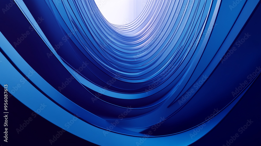 Poster abstract blue illustration of spiral structure creating a sense of depth in a serene space