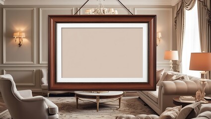 Versatile Frame Mockup Featuring a Contemporary Interior Scene, Perfect for Highlighting Art Prints, Photos, Posters, or Digital Designs with a Touch of Sophistication