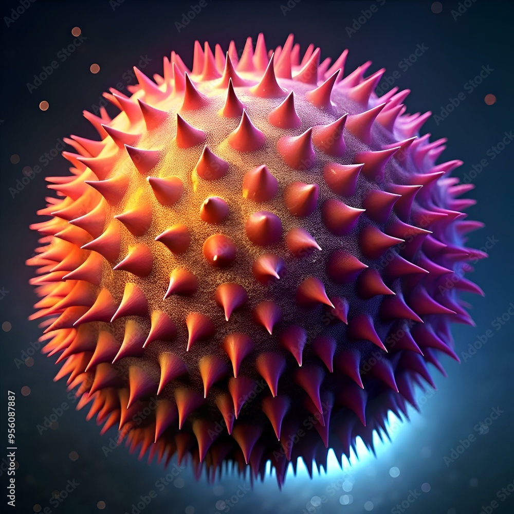 Aufkleber a mesmerizing macro shot of a spiky. bioluminescent pollen ball. capturing intricate detail and vibr