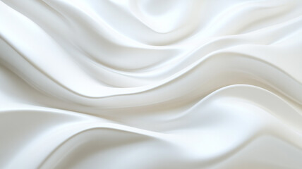 Fototapeta premium Luxurious white satin fabric draped elegantly on a surface, showcasing smooth, flowing curves