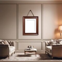 Versatile Frame Mockup Featuring a Contemporary Interior Scene, Perfect for Highlighting Art Prints, Photos, Posters, or Digital Designs with a Touch of Sophistication
