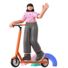 Riding Scooter Hobby Activity Freetime 3D Illustration