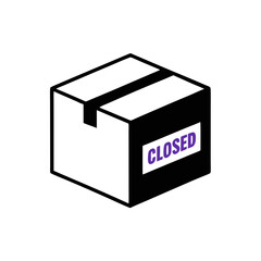 An illustrated closed cardboard box with a visible 