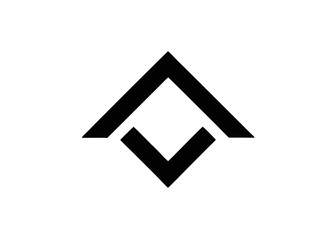 Black geometric logo featuring an upward-pointing triangle above a downward-pointing triangle, symbolizing stability and balance