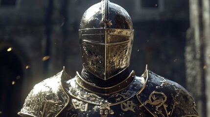 A dynamic 3D render of a medieval knight in armor, featuring detailed textures and realistic movement.