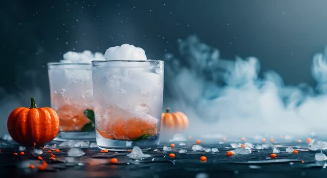 Spooky themed drinks and snacks at a Halloween party