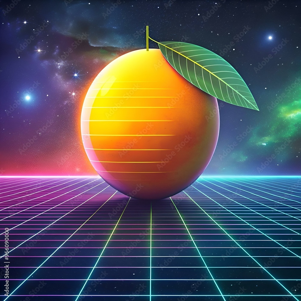 Poster a retro futuristic 3d illustration of a key lime. rendered with a vibrant color palette and a futuri