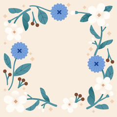 Obraz premium minimal flower frame dacoration vector graphic