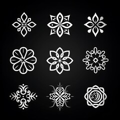 a close up of a bunch of different designs on a black background