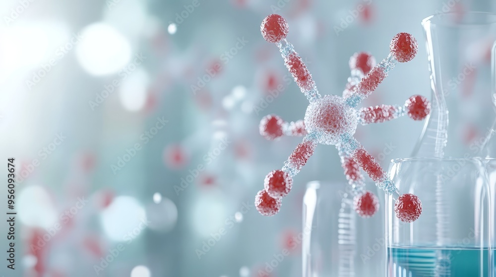 Aufkleber molecular structure in lab 3d rendering abstract science background