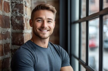 Obraz premium Portrait of a smiling handsome male entrepreneur,headshot