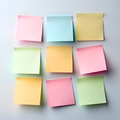Fototapeta premium A collection of nine colorful sticky notes on a white background. perfect for showcasing your ideas. notes. or reminders.