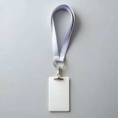 Blank white ID card with a white lanyard. perfect for showcasing your design or branding.