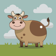Cartoonish Cute Ox vector Illustration Design