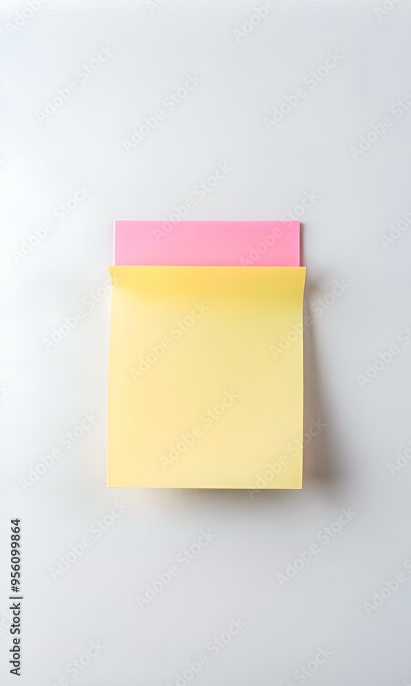 Poster a simple yet versatile image featuring a yellow sticky note with a pink note peeking out from undern