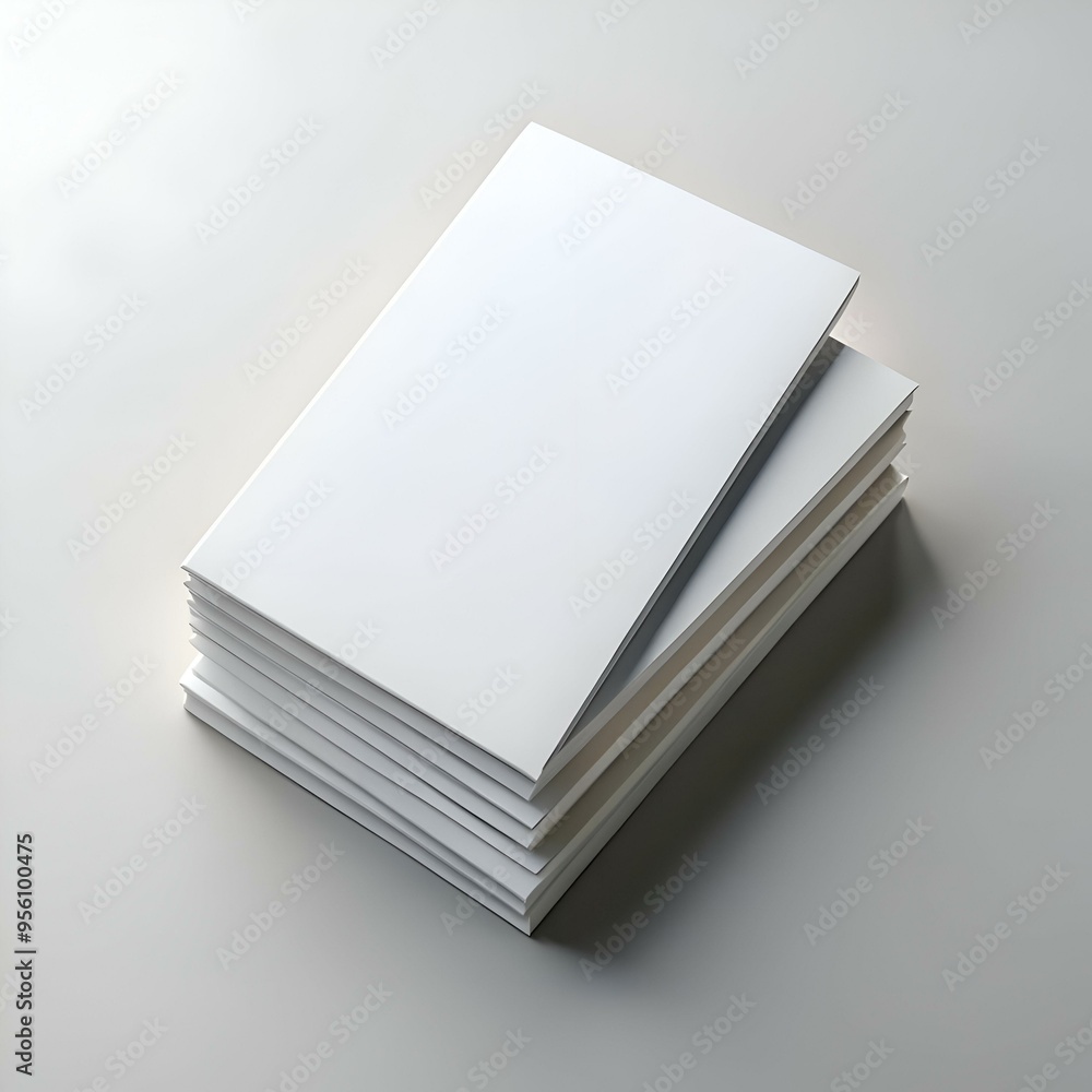Poster a clean and simple image of a stack of blank books. perfect for showcasing your design or brand.