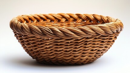 Obraz premium Wicker basket without handles on white background.