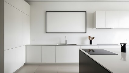 Sleek Frame Poster Mockup in a Modern Interior, Perfect for Showcasing Your Art, Photography, or Design in a Realistic Setting