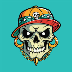 Fototapeta premium Skull Hiphop vector illustratiom