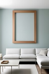 Sleek Frame Poster Mockup in a Modern Interior, Perfect for Showcasing Your Art, Photography, or Design in a Realistic Setting