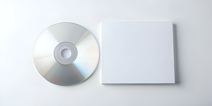 A blank CD/DVD disc and a white page mockup. perfect for showcasing your designs or products.