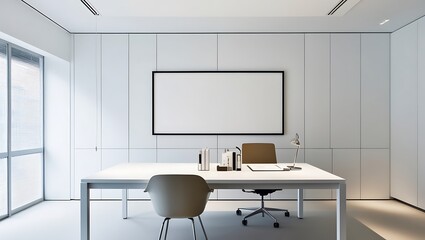 Stylish Frame Poster Mockup with a Contemporary Living Room Background, Ideal for Presenting Your Artwork, Posters, or Digital Designs