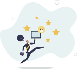 Positive thinking and optimism concept.Employee motivation.good reviews online.flat design with people.