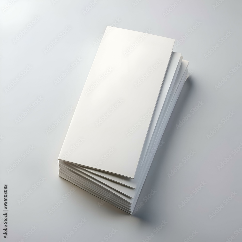 Poster a stack of blank. white brochures or leaflets. perfect for showcasing your design or branding.