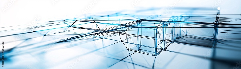 Poster abstract 3d wireframe structure of a website layout, futuristic web development visualization, digit