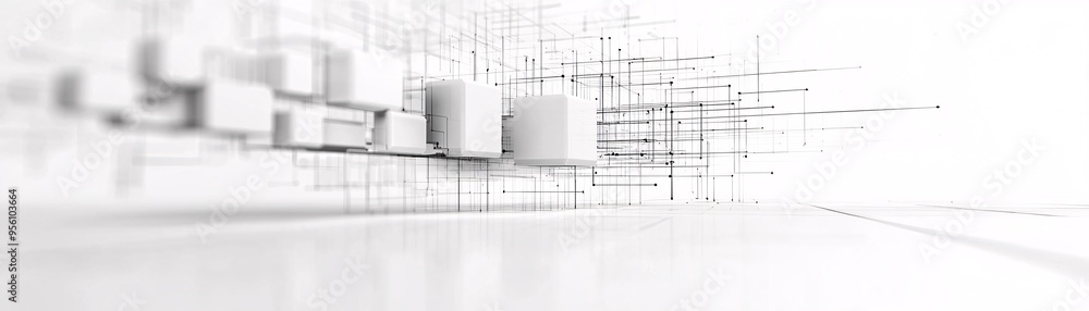 Poster abstract 3d wireframe structure of a website layout, futuristic web development visualization, digit